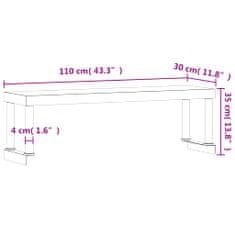 Vidaxl Polica na pracovný stôl 110x30x35 cm nehrdzavejúca oceľ