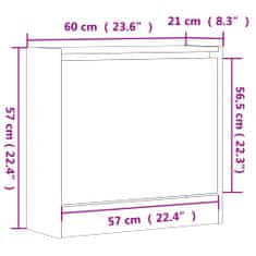 Vidaxl Botník dymový dub 60x21x57 cm spracované drevo