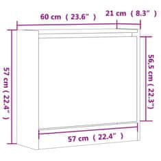 Vidaxl Botník betónovo sivý 60x21x57 cm kompozitné drevo