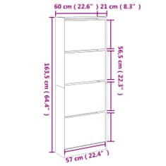 Vidaxl Botník hnedý dub 60x21x163,5 cm kompozitné drevo