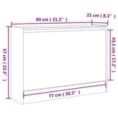 Petromila vidaXL Botník sivý dub sonoma 80x21x57 cm kompozitné drevo