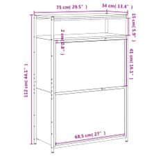 Petromila vidaXL Botník hnedý dub 75x34x112 cm kompozitné drevo