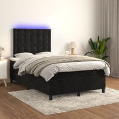 Petromila vidaXL Boxspring posteľ s matracom a LED, čierna 120x190 cm, zamat