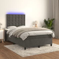 Petromila vidaXL Boxspring posteľ s matracom a LED, tmavosivá 120x190 cm, zamat