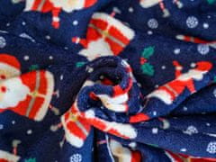 Výpredaj obliečok Modrá vianočná mikroplyšová deka SANTA, 180x200 cm