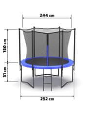 Výpredaj obliečok Modrá záhradná trampolína BARS 244 cm s ochrannou sieťou a rebríkom