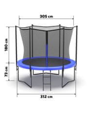 Výpredaj obliečok Modrá záhradná trampolína BARS 305 cm s ochrannou sieťou a rebríkom