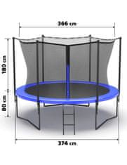 Výpredaj obliečok Modrá záhradná trampolína BARS 365 cm s ochrannou sieťou a rebríkom