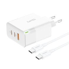 Foneng Rýchlonabíjačka GAN65 GaN - USB + 2xType C - s konektorom typu C na typ C 65W biela