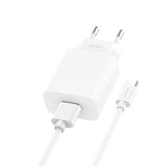 Foneng Nabíjačka USB EU28 - 2,4 A s káblom USB typu C biela