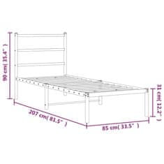 Vidaxl Kovový rám postele s čelom biely 80x200 cm