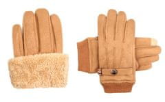 Camerazar Pánske semišové dotykové rukavice, zimné, hnedé, univerzálna veľkosť