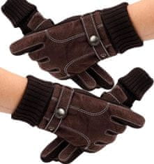 Camerazar Pánske zimné dotykové rukavice, hnedé, semišová kvalitná umelá koža a polyester, univerzálna veľkosť