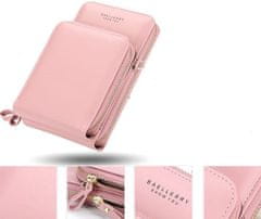 Camerazar Mini dámska peňaženka na telefón, ružová, mäkká ekologická umelá koža, 18x11x5 cm