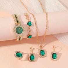 Netscroll Elegantný dámsky 5-v-1 set šperkov s hodinkami, náramkom, náhrdelníkom, prsteňom a náušnicami - Ideálny pre každú príležitosť, TimelessJewelry