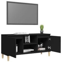 Vidaxl TV stolík nohy z masívneho dreva čierny 103,5x35x50cm