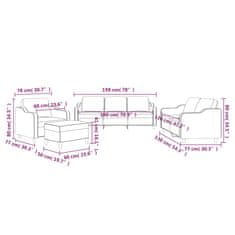 Petromila vidaXL 4-dielna sedacia súprava s vankúšmi vínová látka