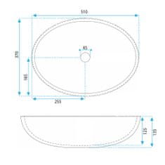 REA Della, umývadlo na dosku 515x375x135 mm, čierna matná, REA-U0274