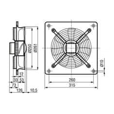 VENTS Ventilátor priemyselný nástenný axiálny HXBR/2-250