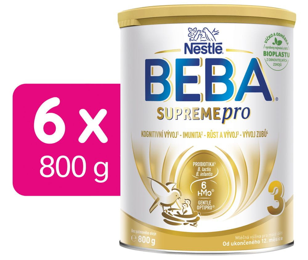 BEBA SUPREMEpro 3, 6 HMO, mlieko pre malé deti, 6 x 800 g