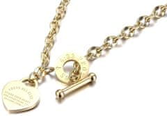For Fun & Home Pozlátený náhrdelník z chirurgickej ocele 316L s príveskom srdca, dĺžka 46 cm