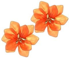 For Fun & Home Retro náušnice s letnými kvetmi v boho štýle, oranžová farba, kov a akryl, 5x6 cm