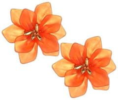 For Fun & Home Retro náušnice s letnými kvetmi v boho štýle, oranžová farba, kov a akryl, 5x6 cm