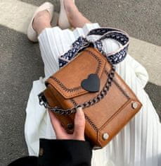 Camerazar Dámska srdiečková kabelka z mäkkej kvalitnej umelej kože, hnedá, 16x16 cm
