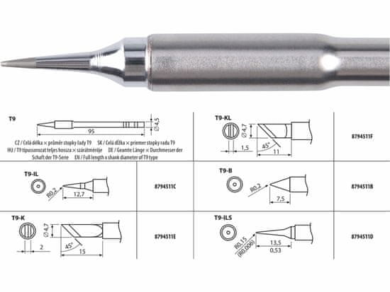 Extol Industrial Hrot spájkovací T9-ILS pre 8794511, EXTOL INDUSTRIAL