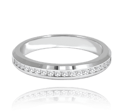 MINET + Strieborný snubný prsteň s bielymi zirkónmi veľkosť 49