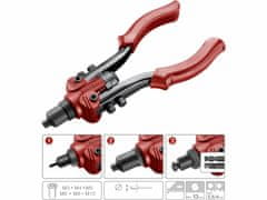 Fortum Kliešte nitovacie a vysekávacie 3v1, nity 2,4-6,4mm, matice M3-M10, FORTUM