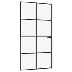 Vidaxl Vnútorné dvere čierne 102x201,5 cm tvrdené sklo a hliník úzke