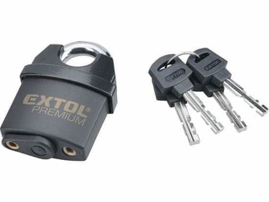 Extol Premium Zámok visací bezpečnostný vodeodolný, 4 kľúče, 50mm, EXTOL PREMIUM