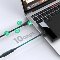 Ugreen Ugreen Predlžovací kábel USB C (samec) - USB C (samica) 100W 10Gbps 1m čierny