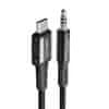 Acefast audio kábel USB typ C - 3,5 mm mini jack (samec) 1,2 m, AUX čierny (C1-08 black)