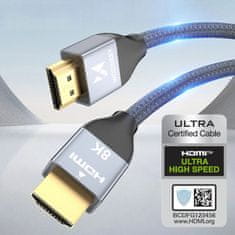 WOZINSKY Wozinsky HDMI 2.1 8K 60 Hz 48 Gb/s / 4K 120 Hz / 2K 144 Hz 1 m strieborný kábel (WHDMI-10)