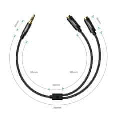 Ugreen Ugreen kábel pre slúchadlá AV123 minijack 3,5 mm (samec) - 2x minijack 3,5 mm (samica) - čierny