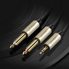 Ugreen Ugreen Audio kábel mini jack 3,5 mm - 2 x jack 6,35 mm 1 m sivý (AV126)