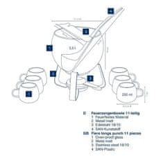 Kela Súprava na punč / bowle Juntos sklo 11 ks