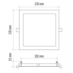 EMOS EMOS LED panel 170 × 170, zabudovateľný biely, 12W teplá biela 1540211210