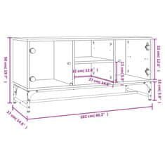 Vidaxl TV skrinka so sklenenými dvierkami betónovo sivá 102x37x50 cm