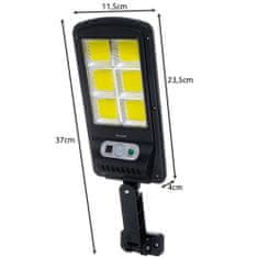 Verk  12276 Pouličné osvetlenie solárne 160 LED COB, IP67, 90 W, 15000 mAh čierne