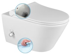 SAPHO AVVA závesná WC misa Rimless, integrovaná batéria a bidet. spŕška, 35,5x53 cm, biela 100315 - Sapho