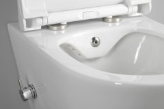 SAPHO AVVA závesná WC misa Rimless, integrovaná batéria a bidet. spŕška, 35,5x53 cm, biela 100315 - Sapho