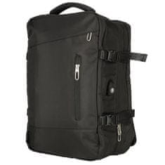 KIK Cestovný batoh na notebook rozšíriteľný 26-36L USB kábel čierna