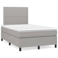 shumee Boxspring posteľ s matracom a LED, svetlosivá 120x190 cm, látka