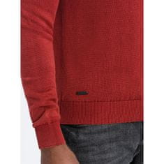 OMBRE Pánsky praný sveter s výstrihom do V OM-SWOS-0108 červený MDN124553 S