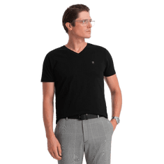 OMBRE Pánske tričko V-NECK s elastanom V3 OM-TSCT-0106 čierna MDN124565 M