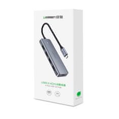 Ugreen Ugreen rozbočovač HUB USB-C - 4x USB 3.2 Gen 1 s napájacím portom USB-C sivý (CM219 70336)