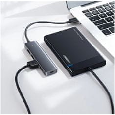 Ugreen Ugreen rozbočovač HUB USB-C - 4x USB 3.2 Gen 1 s napájacím portom USB-C sivý (CM219 70336)